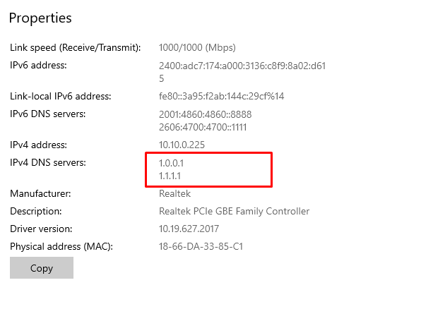 Change DNS on Windows