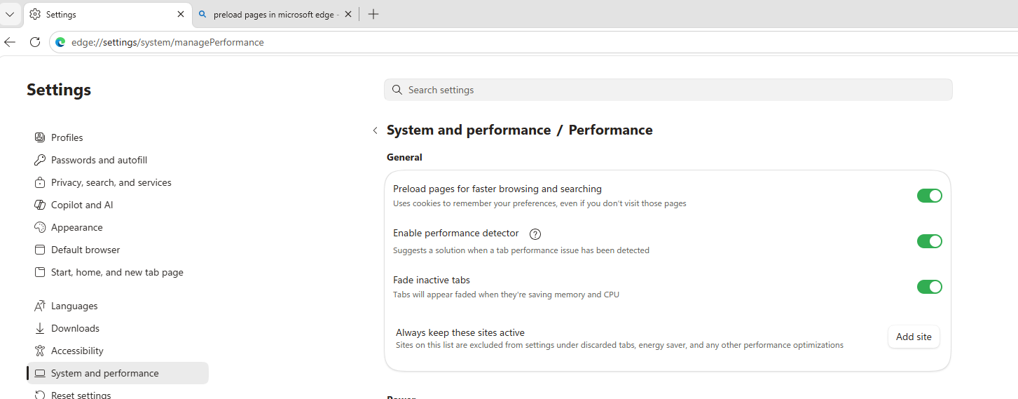 Setting Prefetch DNS (Microsoft Edge)