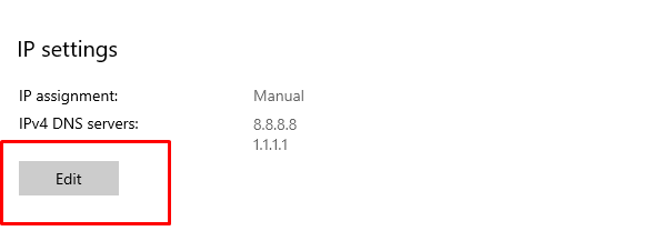 IP Settings Edit